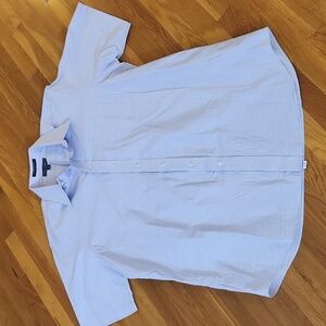 Paul Fredrick Purple Checkered Short Sleeve Button Down